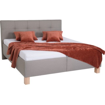 Cama tapizada MARIA 160x200 cm con amplio espacio de almacenamiento, sin colchón, color topo