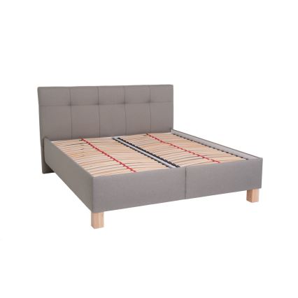 Cama tapizada MARIA 160x200 cm con amplio espacio de almacenamiento, sin colchón, color topo