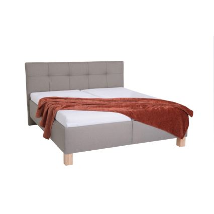 Cama tapizada MARIA 160x200 cm con amplio espacio de almacenamiento, sin colchón, color topo