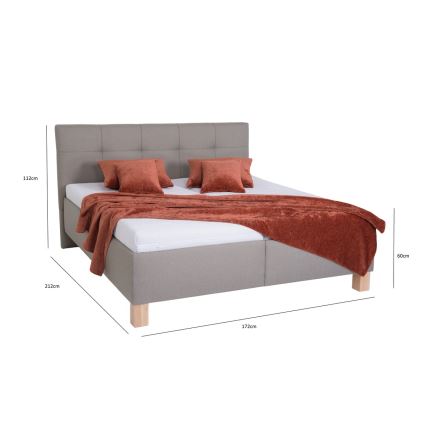 Cama tapizada MARIA 160x200 cm con amplio espacio de almacenamiento, sin colchón, color topo