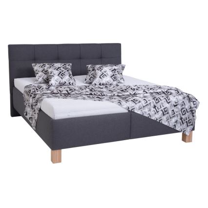 Cama tapizada MARIA 180 x 200 cm con colchón y espacio de almacenamiento, gris