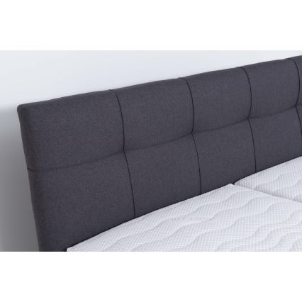 Cama tapizada MARIA 180 x 200 cm con colchón y espacio de almacenamiento, gris