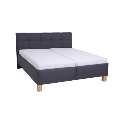 Cama tapizada MARIA 180 x 200 cm con colchón y espacio de almacenamiento, gris