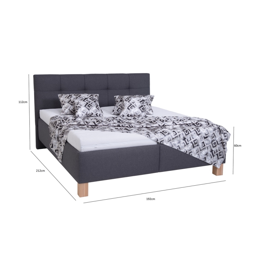 Cama tapizada MARIA 180 x 200 cm con colchón y espacio de almacenamiento, gris