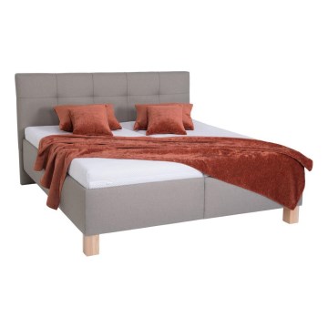 Cama tapizada MARIA 180x200 cm con colchón y amplio espacio de almacenamiento, taupe