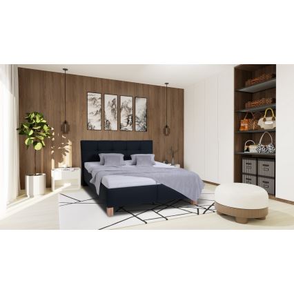 Cama tapizada MARIA 180x200 cm con colchón y arcón de almacenaje antracita