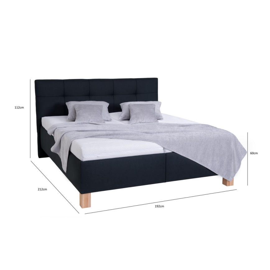 Cama tapizada MARIA 180x200 cm con colchón y arcón de almacenaje antracita