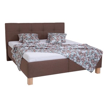 Cama tapizada MARIA 180x200 cm con colchón y arcón de almacenamiento, marrón