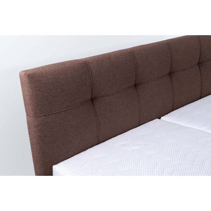 Cama tapizada MARIA 180x200 cm con colchón y espacio de almacenamiento, marrón