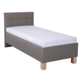 Cama tapizada MARIA ONE 90x200 cm con amplio espacio de almacenamiento, sin colchón, color taupe