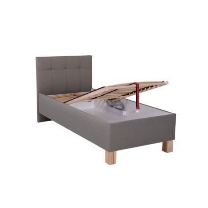 Cama tapizada MARIA ONE 90x200 cm con amplio espacio de almacenamiento, sin colchón, color taupe