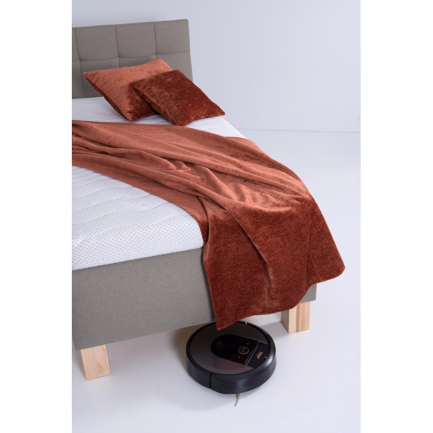 Cama tapizada MARIA ONE 90x200 cm con amplio espacio de almacenamiento, sin colchón, color taupe