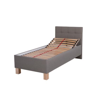Cama tapizada MARIA ONE 90x200 cm con amplio espacio de almacenamiento, sin colchón, color taupe