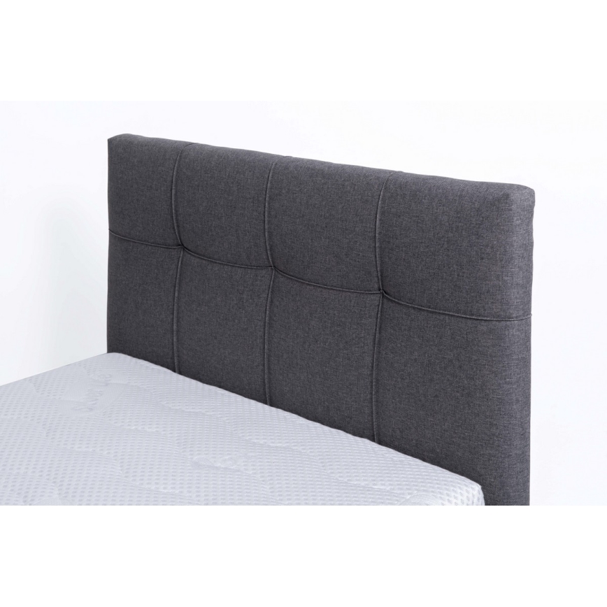Cama tapizada MARIA ONE 90x200 cm con colchón y espacio de almacenamiento, gris
