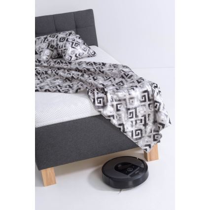 Cama tapizada MARIA ONE 90x200 cm con colchón y espacio de almacenamiento, gris