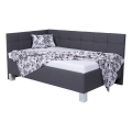Cama tapizada MARIA PETITE 120x200 cm con colchón y espacio de almacenamiento, gris