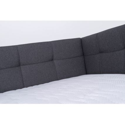 Cama tapizada MARIA PETITE 120x200 cm con colchón y espacio de almacenamiento, gris