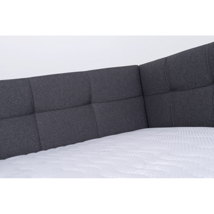 Cama tapizada MARIA PETITE 120x200 cm con colchón y espacio de almacenamiento, gris