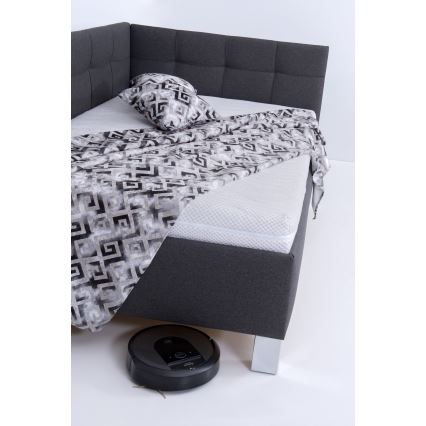 Cama tapizada MARIA PETITE 120x200 cm con colchón y espacio de almacenamiento, gris