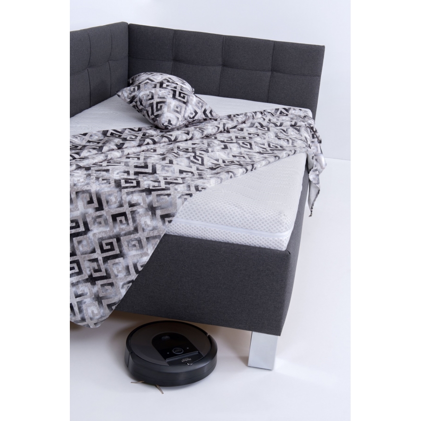 Cama tapizada MARIA PETITE 120x200 cm con colchón y espacio de almacenamiento, gris