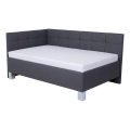 Cama tapizada MARIA PETITE 120x200 cm con espacio de almacenamiento, sin colchón, gris