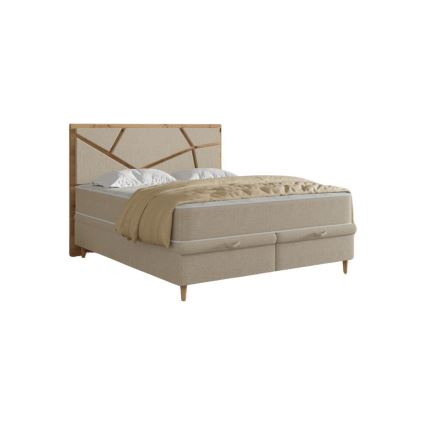 Cama tapizada NAOMI 180 x 200 cm con colchones y espacio de almacenamiento, beige