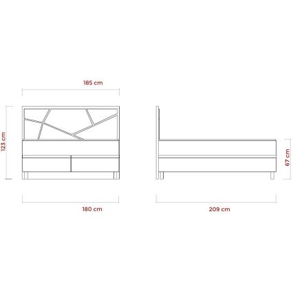 Cama tapizada NAOMI 180 x 200 cm con colchones y espacio de almacenamiento, beige