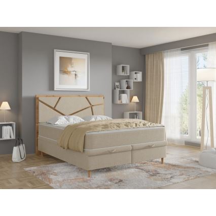 Cama tapizada con colchones y espacio de almacenamiento NAOMI 180x200 cm beige