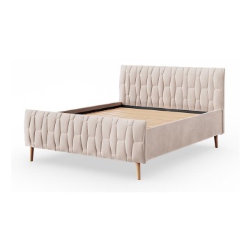Cama tapizada sin colchón FLORA 160x200 cm beige
