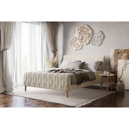 Cama tapizada sin colchón FLORA 160x200 cm beige