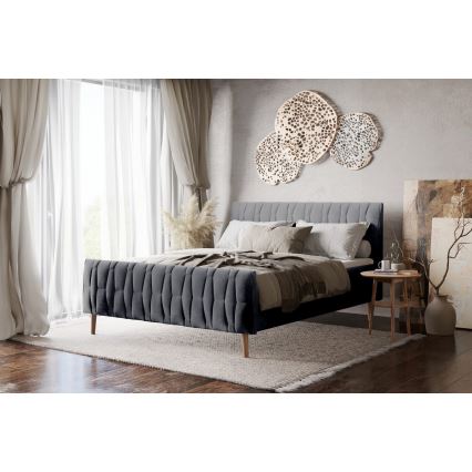 Cama tapizada sin colchón FLORA 180x200 cm gris