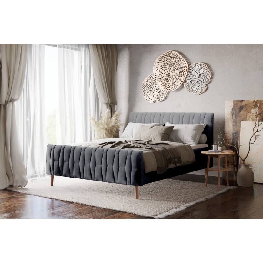Cama tapizada sin colchón FLORA 180x200 cm gris