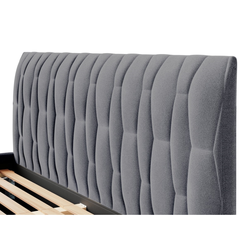 Cama tapizada sin colchón FLORA 180x200 cm gris
