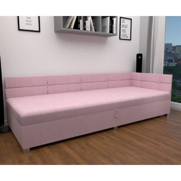 Cama tapizada tipo válenda con cabecero reversible y espacio de almacenamiento AMSTERDAM 90x200 cm rosa