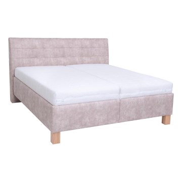 Cama tapizada VIOLET 160x200 cm con arcón de almacenamiento, sin colchón, beige
