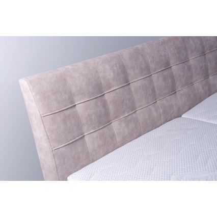 Cama tapizada VIOLET 160x200 cm con espacio de almacenamiento, sin colchón, beige