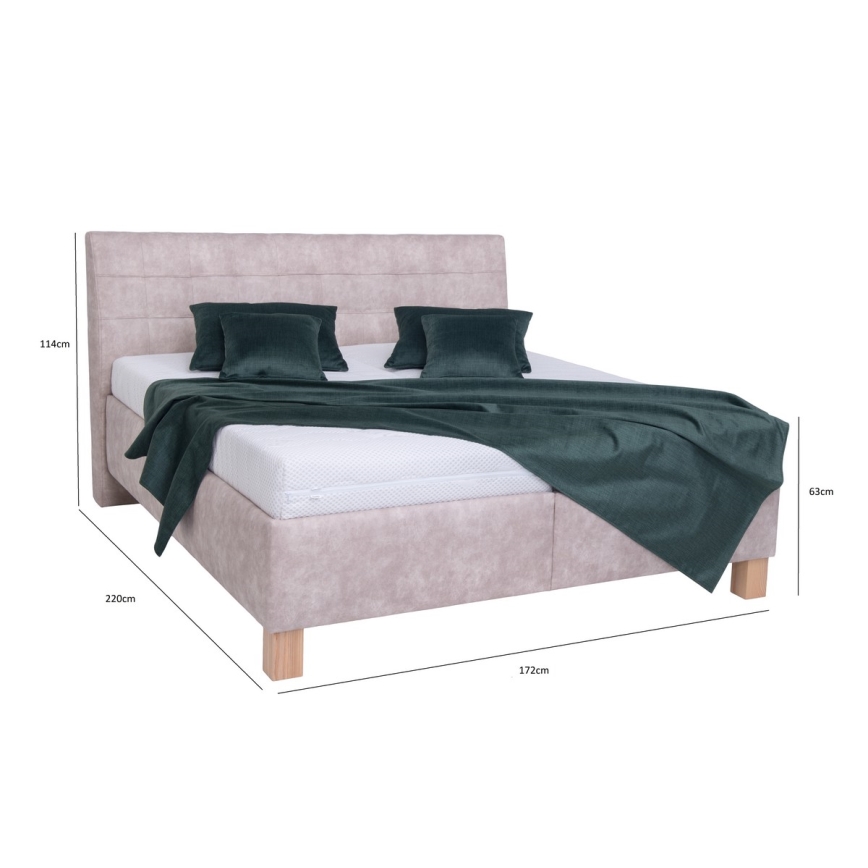 Cama tapizada VIOLET 160x200 cm con espacio de almacenamiento, sin colchón, beige