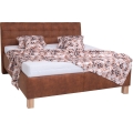 Cama tapizada VIOLET 180x200 cm con arcón, sin colchón, color marrón coñac