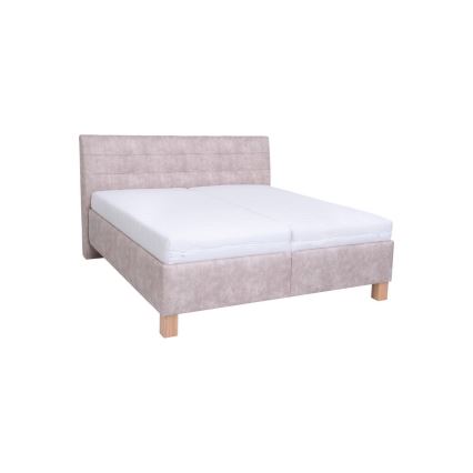 Cama tapizada VIOLET 180x200 cm con colchón y canapé abatible, beige