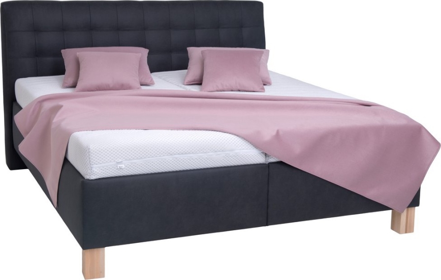Cama tapizada VIOLET 180x200 cm con colchón y espacio de almacenamiento, antracita
