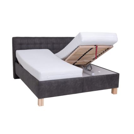 Cama tapizada VIOLET 180x200 cm con colchón y espacio de almacenamiento, gris oscuro