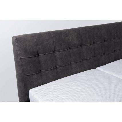 Cama tapizada VIOLET 180x200 cm con colchón y espacio de almacenamiento, gris oscuro