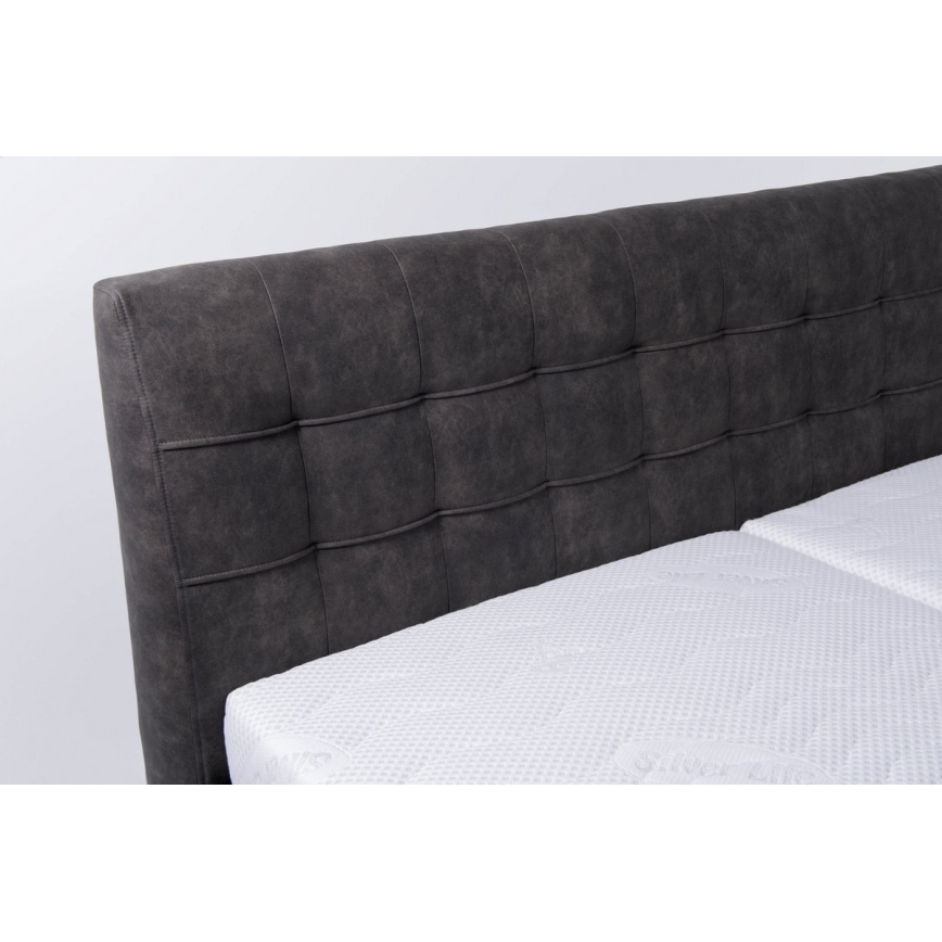 Cama tapizada VIOLET 180x200 cm con colchón y espacio de almacenamiento, gris oscuro