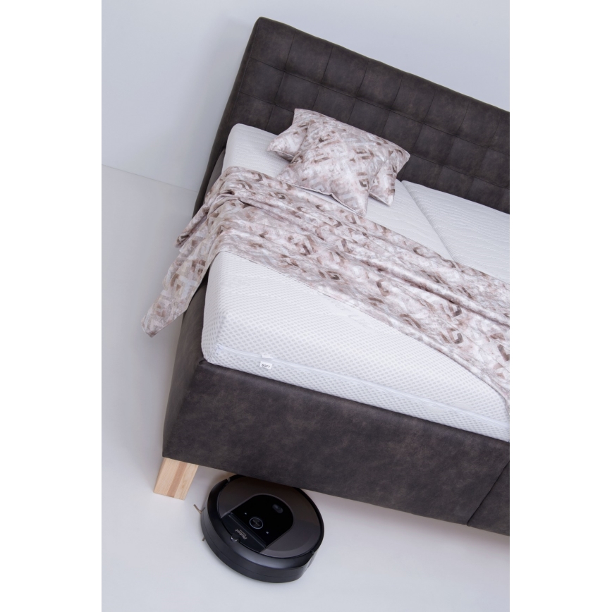 Cama tapizada VIOLET 180x200 cm con colchón y espacio de almacenamiento, gris oscuro