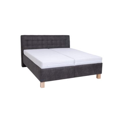 Cama tapizada VIOLET 180x200 cm con colchón y espacio de almacenamiento, gris oscuro