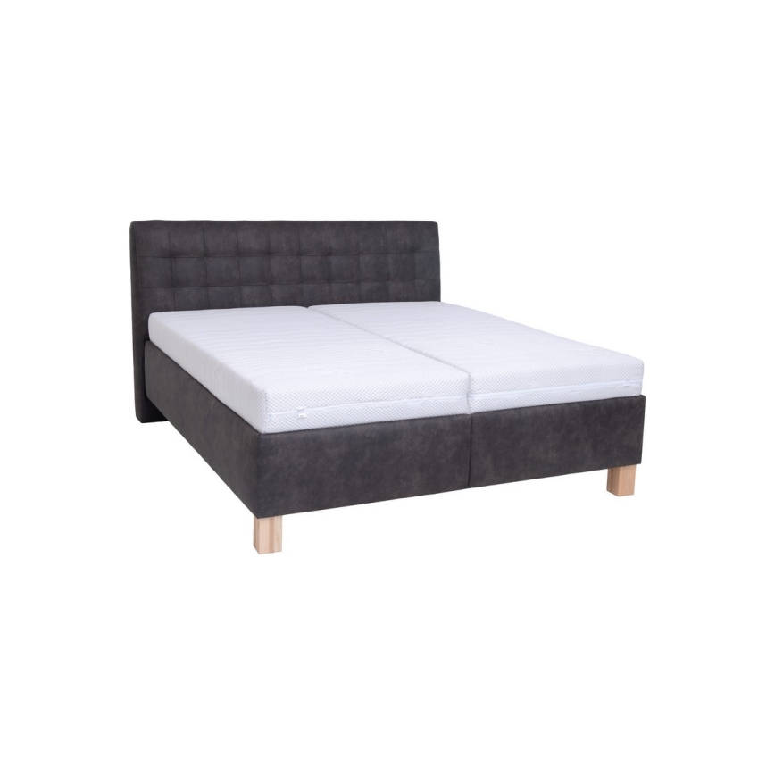 Cama tapizada VIOLET 180x200 cm con colchón y espacio de almacenamiento, gris oscuro