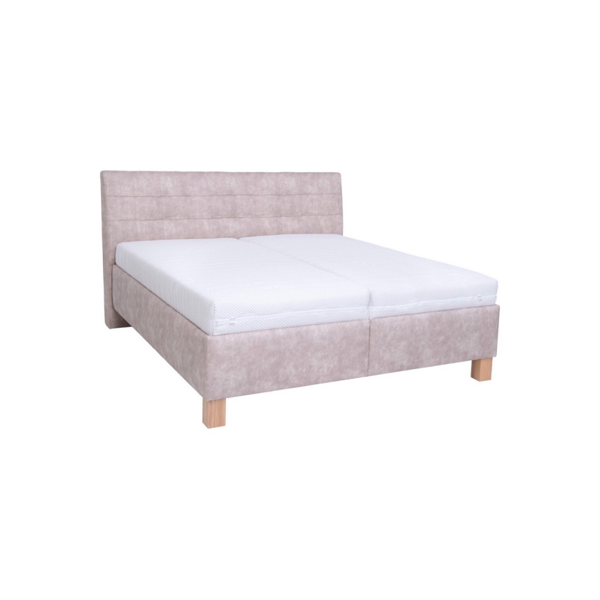 Cama tapizada VIOLET 180x200 cm con colchón y práctico espacio de almacenamiento, beige