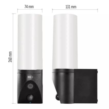 Cámara inteligente LED para exteriores con luz GoSmart LED/12W/230V 3200K IP65 Wi-Fi Tuya negra