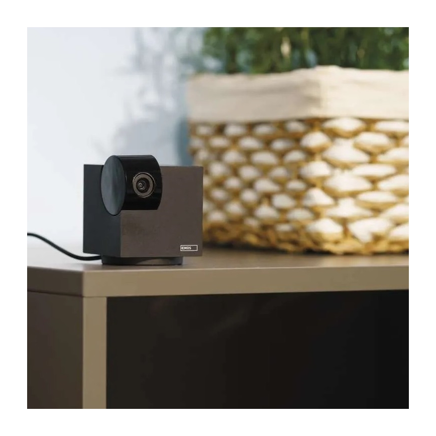 Cámara interior inteligente giratoria con sensor de movimiento GoSmart 5V Wi-Fi Tuya negra