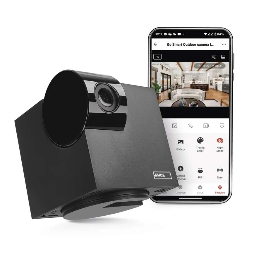 Cámara interior inteligente giratoria con sensor de movimiento GoSmart 5V Wi-Fi Tuya negra